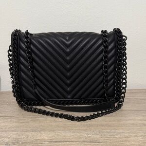 ALDO Elegant Black Quilted Chain Shoulder Bag